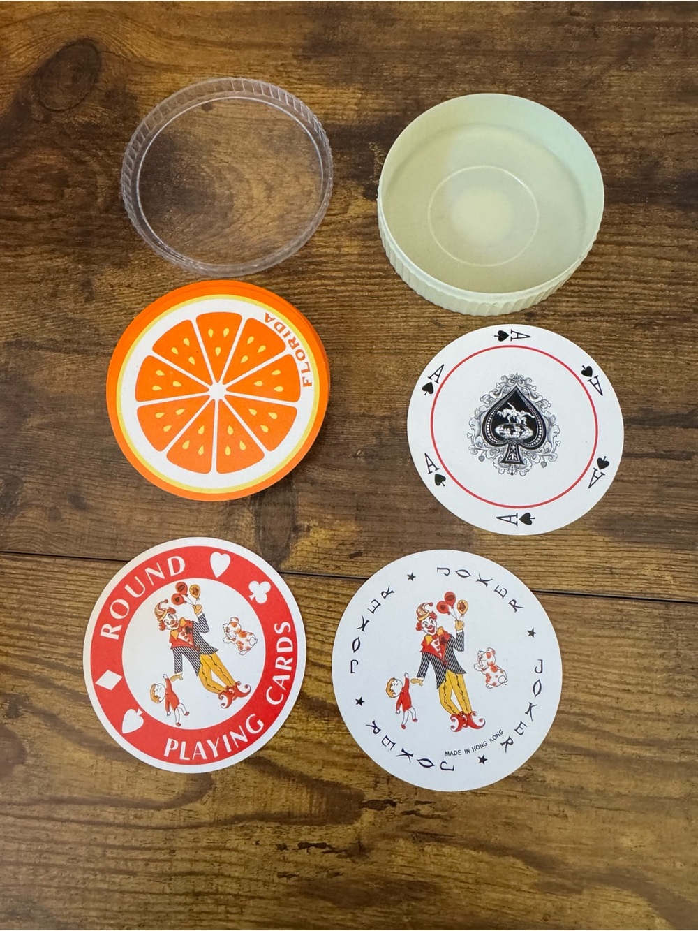 Vintage Florida‎ Orange Round Playing Cards Complete Deck W Case Hong Kong